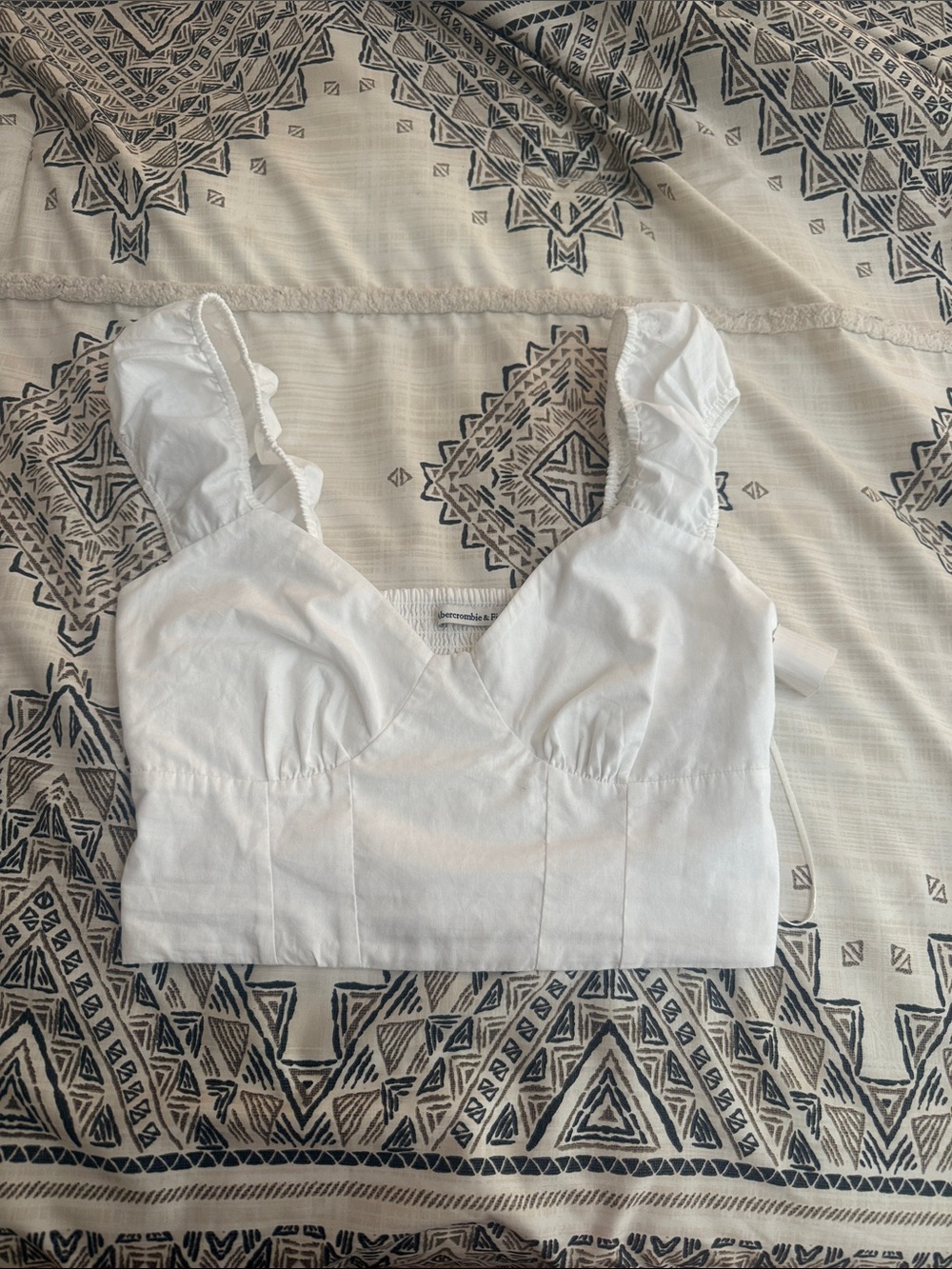 Abercrombie & Fitch White Ruffle-Strap Crop Camisole